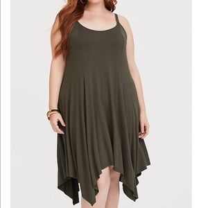 Olive Handkerchief Jersey Dress